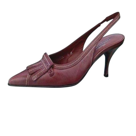 Donald Pliner Tomato Red Oil Skin Calf Leather Pump Shoe Slingback NWT $255 - Picture 1 of 3